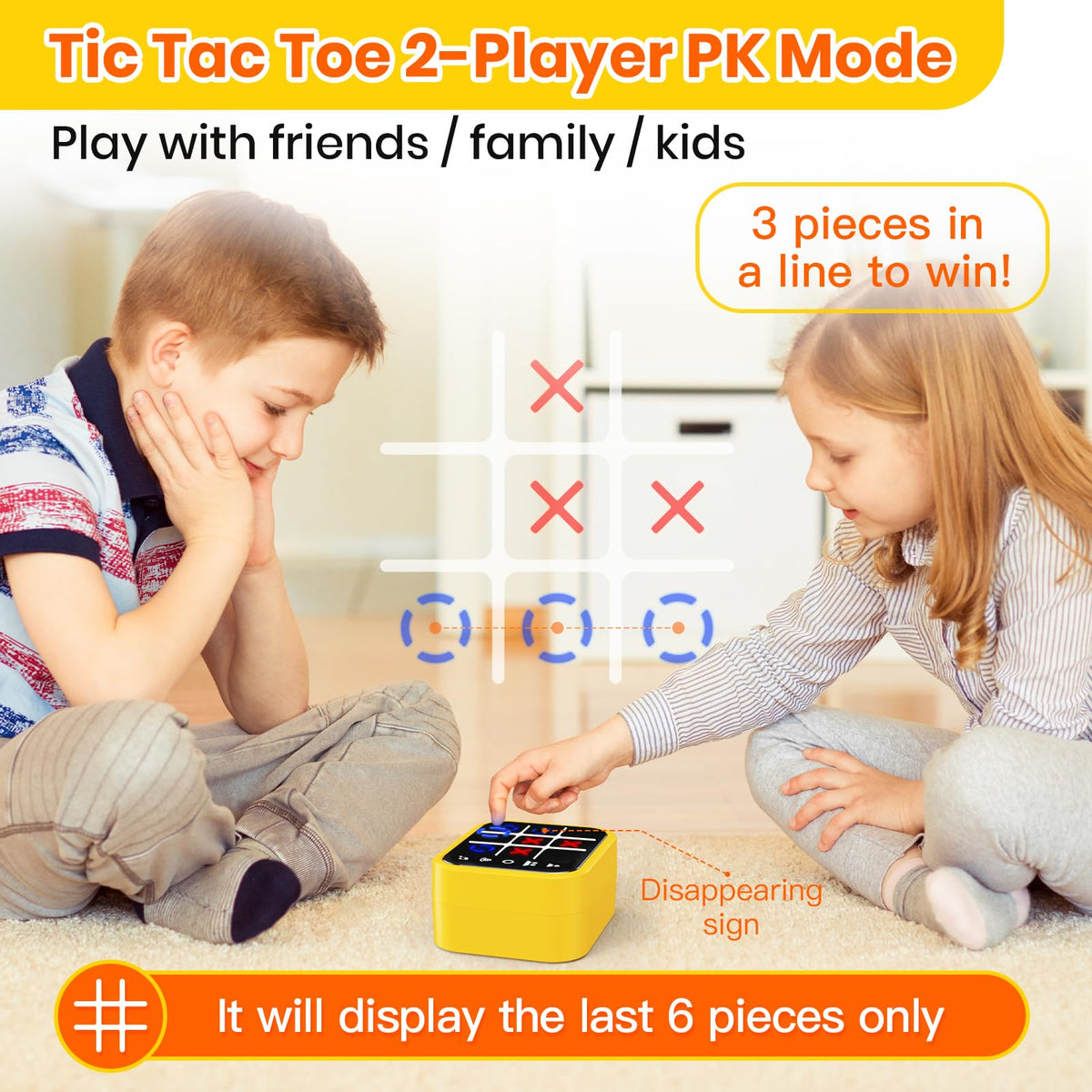 Rechargeable Tic Tac Toe Game Box with 5 Fun Brain and Memory Games, Yellow 🍁 All In One Marketplace Canada