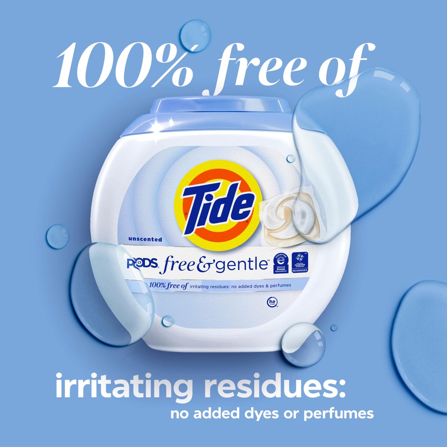 Tide PODS Free & Gentle Liquid Laundry Detergent Pacs, HE Compatible and Coldwater Clean, 76 Count