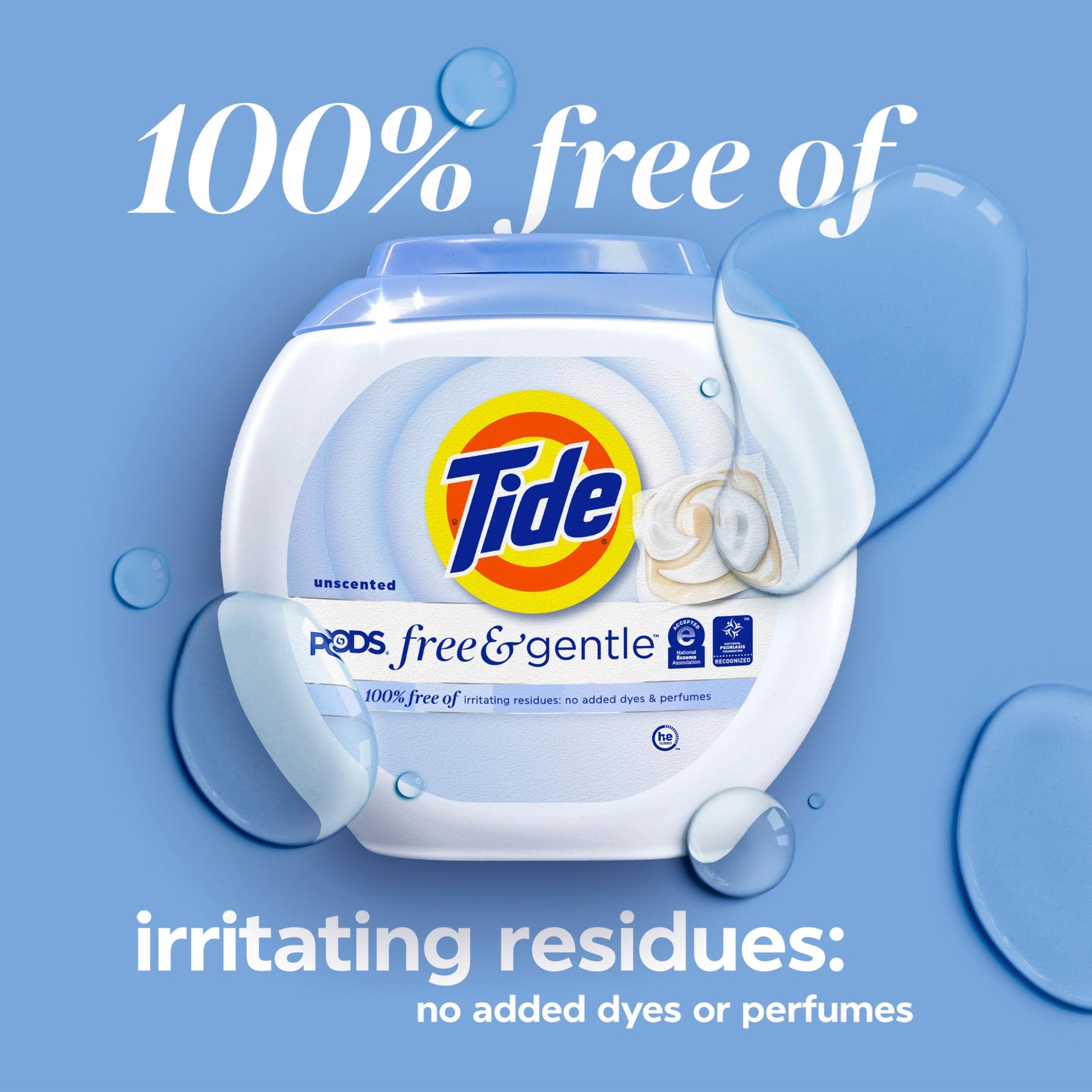 Tide PODS Free & Gentle Liquid Laundry Detergent Pacs, HE Compatible and Coldwater Clean, 76 Count