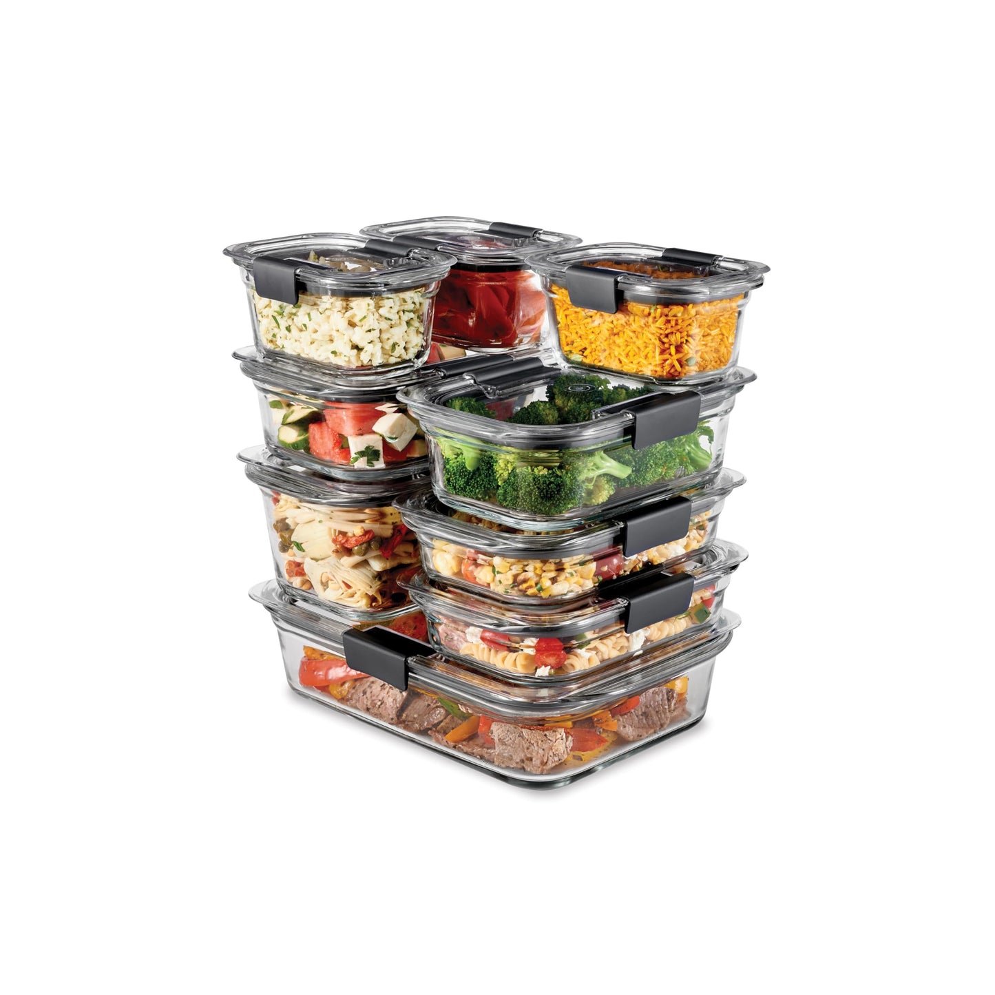 Rubbermaid Brilliance Glass Food Storage Containers, Set of 9 Food Containers with Lids (18 Pieces Total), BPA Free and Leak Proof - Available at All In One Marketplace Canada