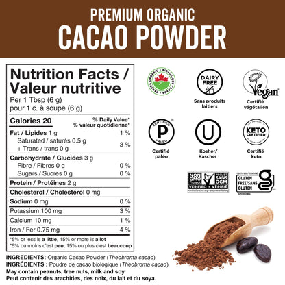 Viva Naturals Organic Non-GMO Cacao Powder, 1 Pound Bag