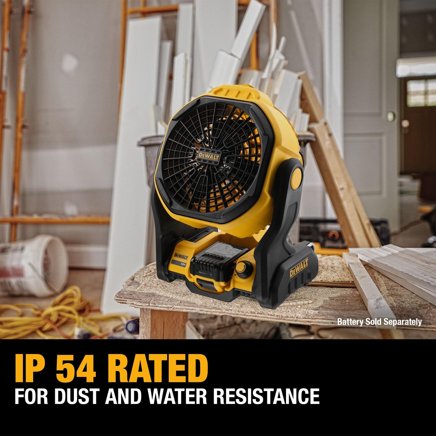 DEWALT 20V MAX* Cordless Fan, Portable, Multi Hanging, Up to 650 CFM Airflow, Tool Only (DCE512B)