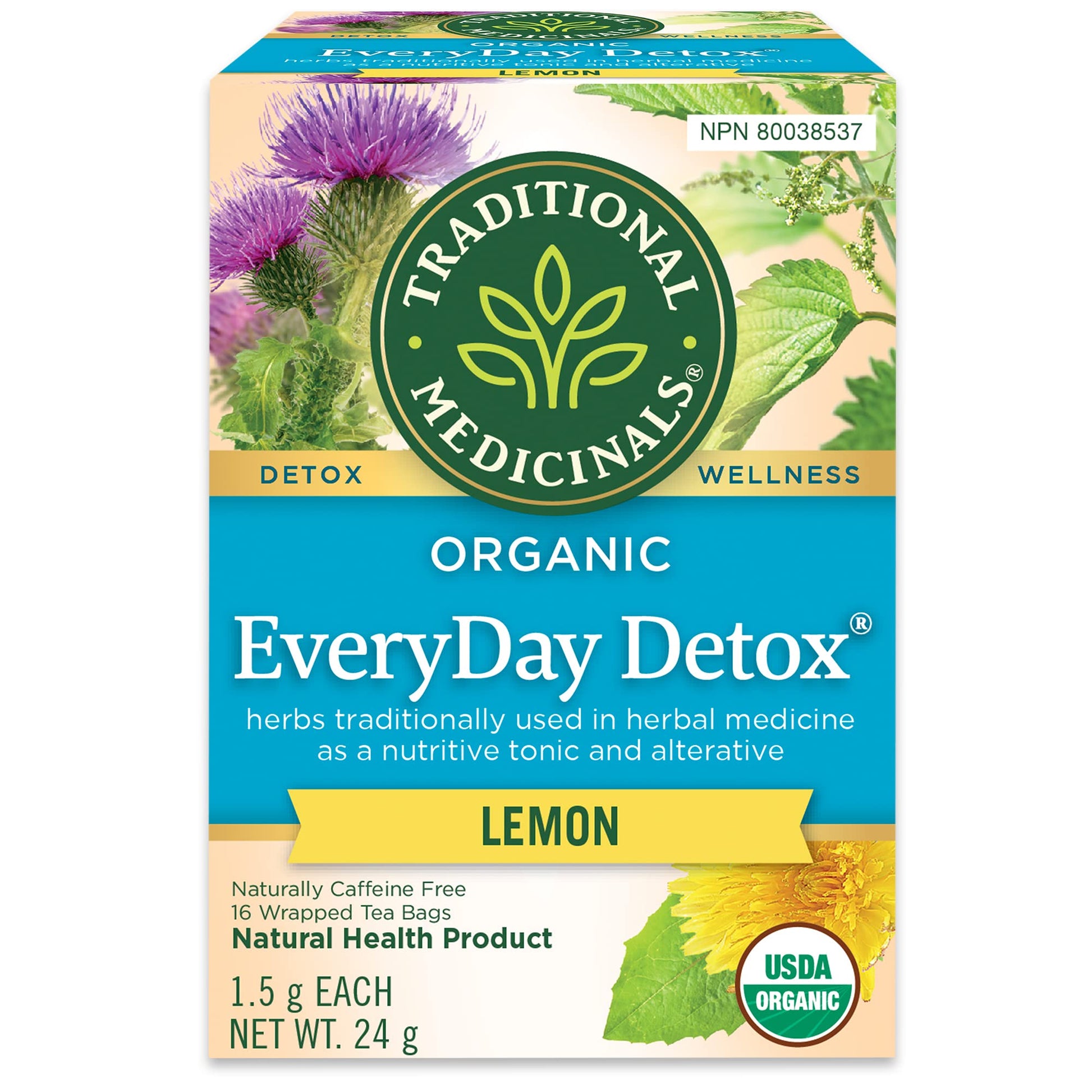 Traditional Medicinals Organic Everyday Detox Lemon Herbal Tea - 6 Pack (96 Tea Bags)