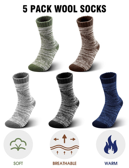 Merino Wool Hiking Socks for Men Thermal Warm Winter Cushion Crew 5 Pairs 🍁 All In One Marketplace Canada