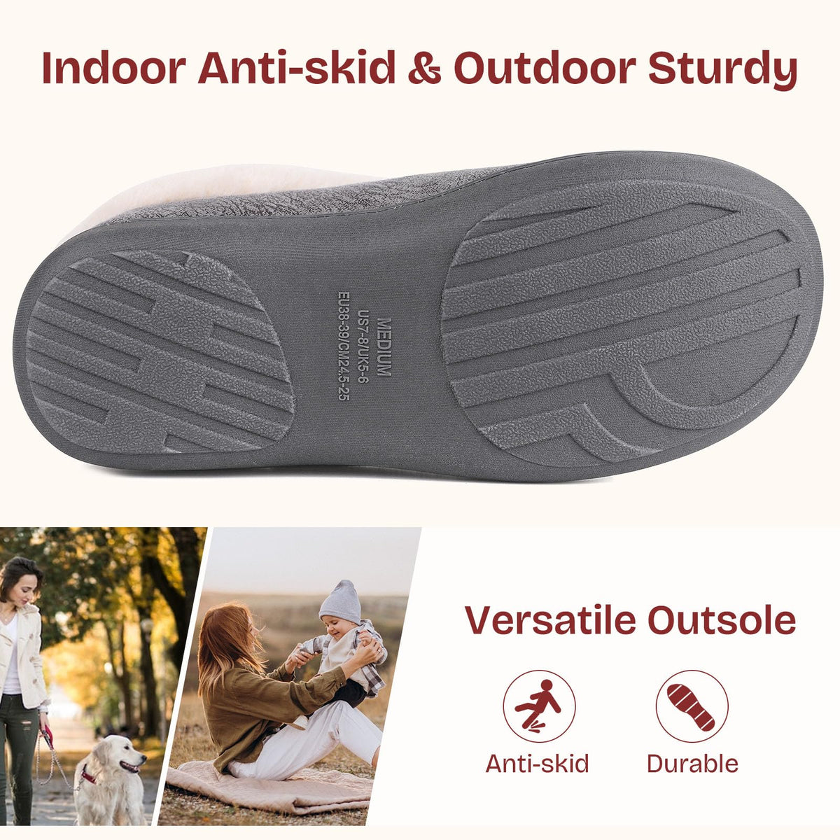 EverFoams Women's Microsuede Winter Slippers House Shoes Gray, 7-8 US 🍁 All In One Marketplace Canada