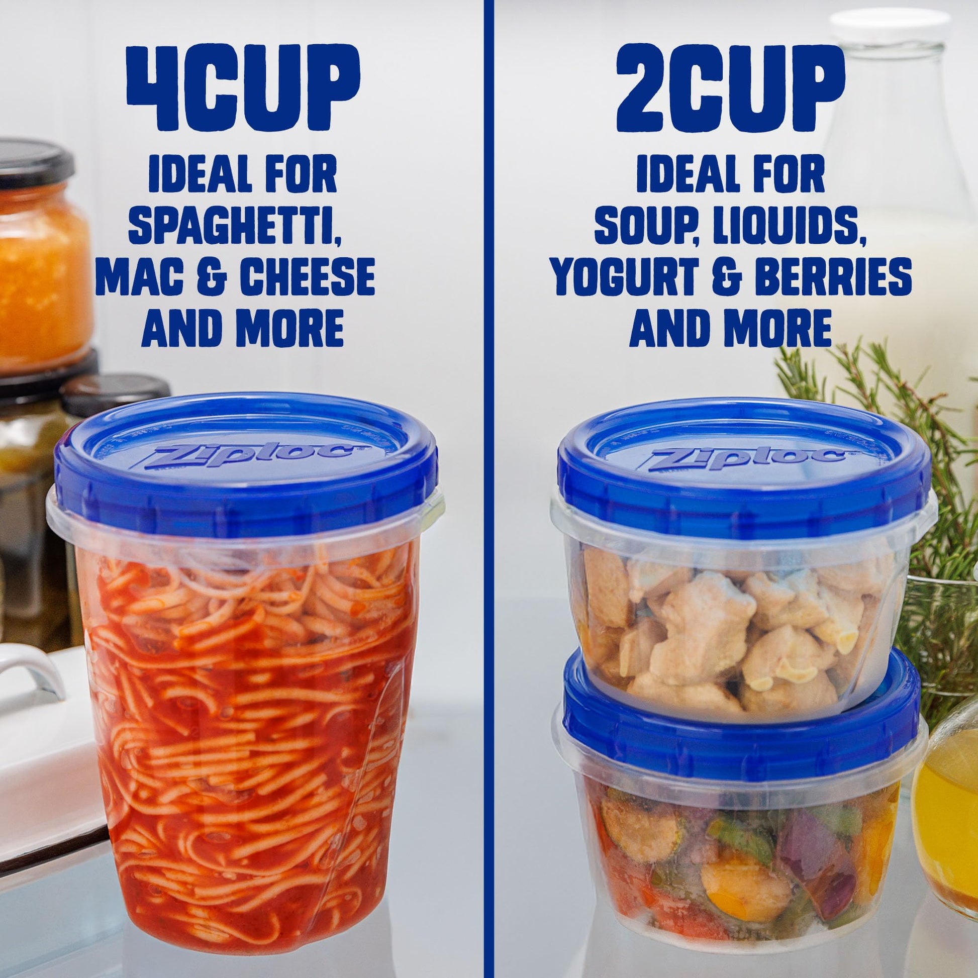 Ziploc Twist N Loc Reusable Containers, Leak-Proof Lid, Keeps Food Fresh, BPA Free, Microwave, Freezer and Dishwasher Safe Food Storage for Lunch and Leftovers, 9 Containers, 2 Cup Capacity - Available at All In One Marketplace Canada