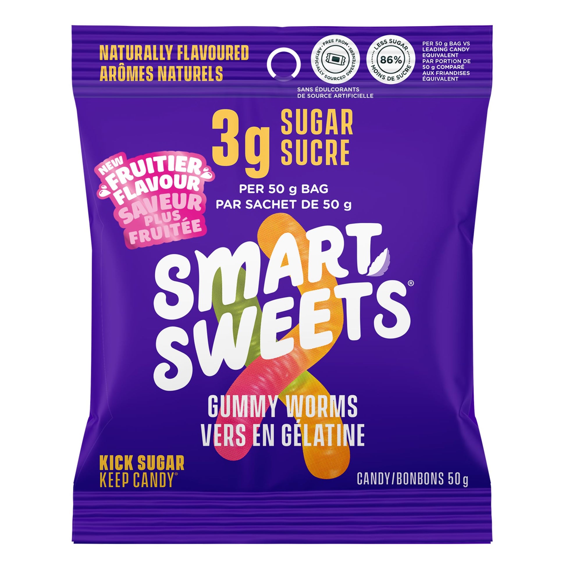 SmartSweets Gummy Worms - 3g Sugar, Low Calorie Candy, No Sugar Alcohols, Non-GMO (12-Pack)