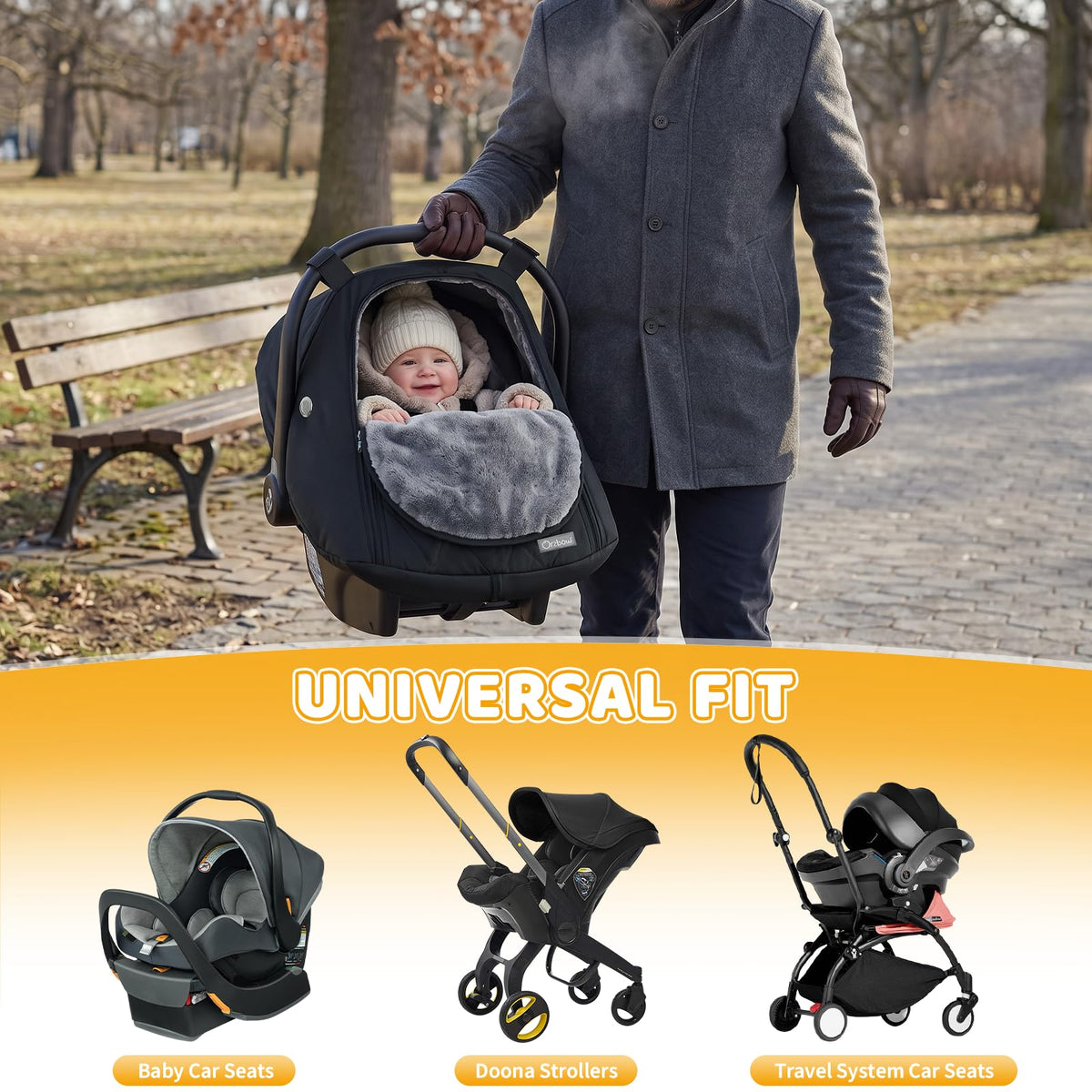 Orzbow Winter Car Seat Cover Baby - Waterproof Carseat Canopy, Black 🍁 All In One Marketplace Canada