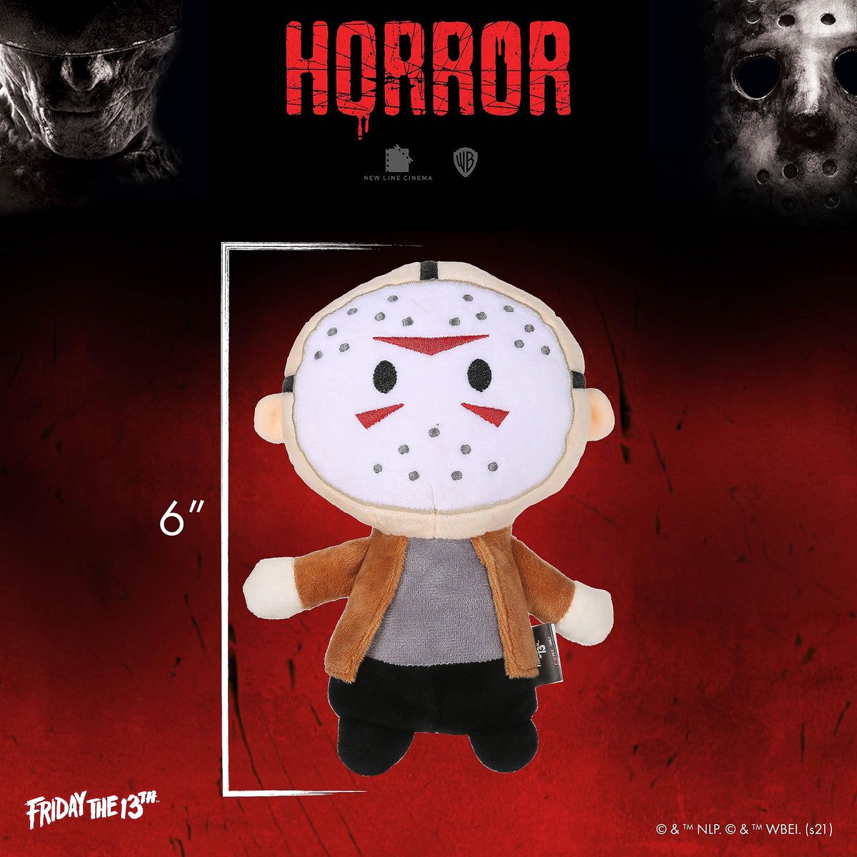 Jouet pour chien en peluche Warner BROS Horror Movies Jason Voorhees de Vendredi 13 | Jouet pour chien de taille moyenne de la collection Vendredi 13 | Jouet couineur pour chien, jouet à mâcher pour Halloween, 15 cm