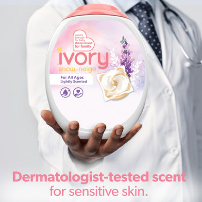 Ivory Snow Laundry Detergent Pacs Lightly Scented Lavender HE Compatible, 45