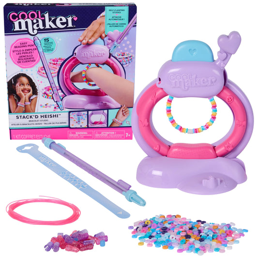 Cool Maker Stack'd Heishi Studio Bracelet Making Kit with Easy Beading Pen & over 1200 Beads, Makes 15 Bracelets, Arts and Crafts Toys for Girls Ages 7 and Up