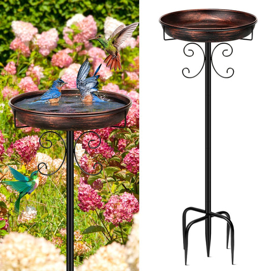 Daoeny 35In Bird Baths for Outdoors, Vintage Outdoor Freestanding Birdbaths & Birdfeeder, Bird Bath Feeder Bowl with Metal Stake Garden Patio Yard Lawn Decor, Upgraded 5-Pronged Base (Antique Bronze)