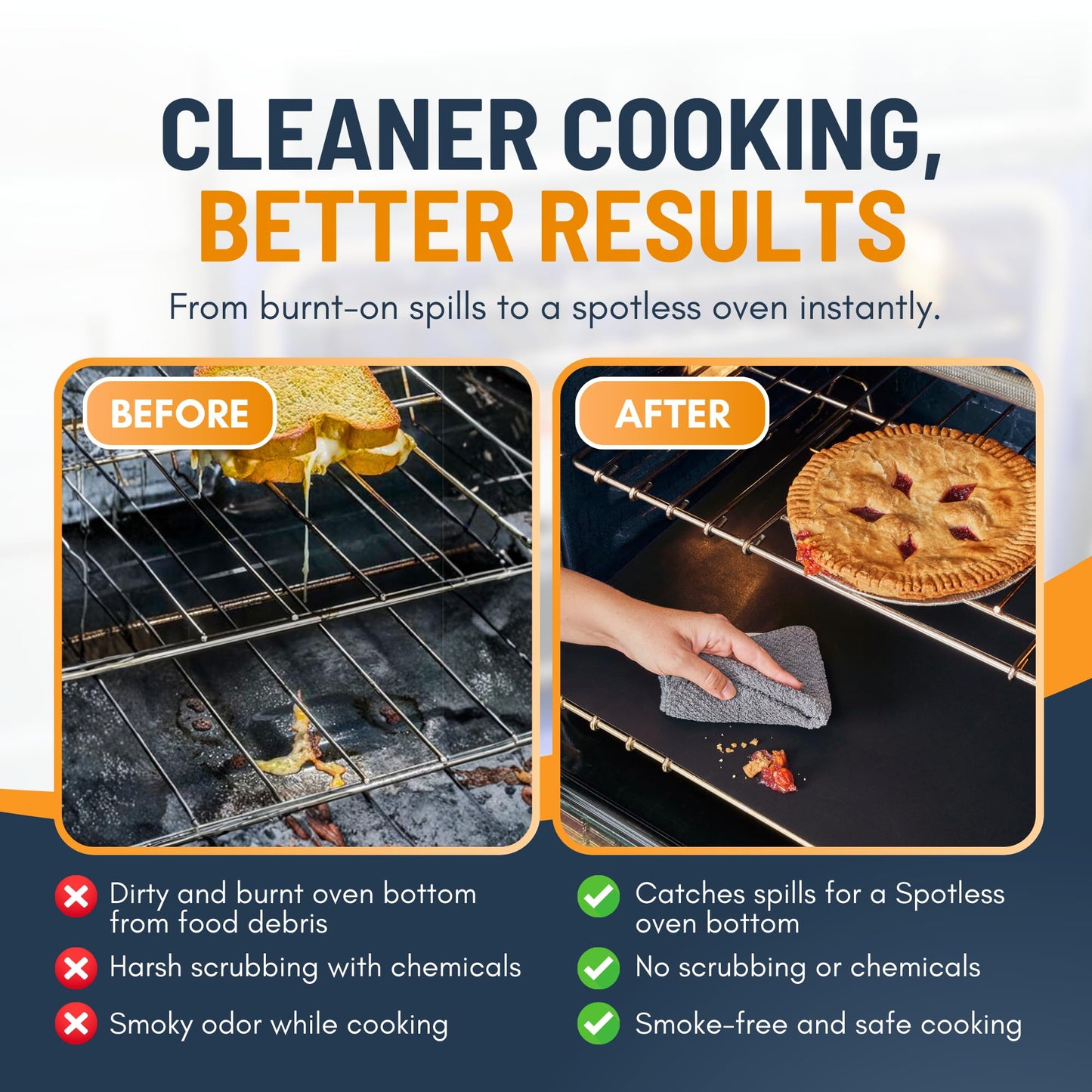 Oven Liners for Bottom of Oven - 3 Pack Large Heavy Duty Mats, 16.25”x23” Non-Stick Reusable Liner for Electric, Gas, Toasters, Grills - BPA & PFOA Free Kitchen Accessory to Keep It Clean (Black) - Available at All In One Marketplace Canada