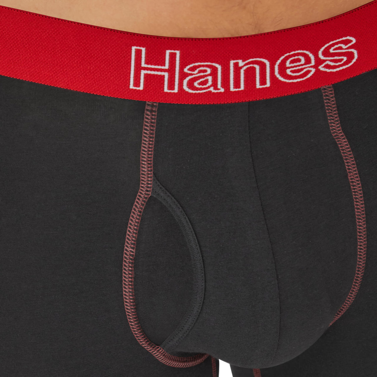 Hanes Mens Underwear Briefs, Cotton Stretch Moisture-Wicking Multi-Pack Boxer, Black - 6 Pack, Large US