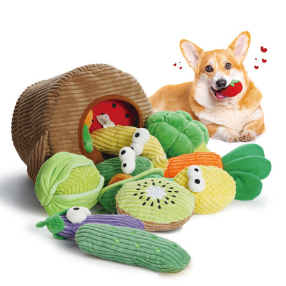Nocciola 15 Pack Grocery Bag Fruits and Vegetables Crinkle Dog Squeaky Toys, Small Dog Toys for Aggressive Chewers, Durable Plush Christmas Dog Toys for Small Medium Size Dogs, Puppy Dog Chew Toys 🍁 All In One Marketplace Canada