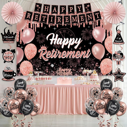 Retirement Party Decorations for Women, Pre-Assembled Rose Gold Black Set. 🍁 All In One Marketplace Canada