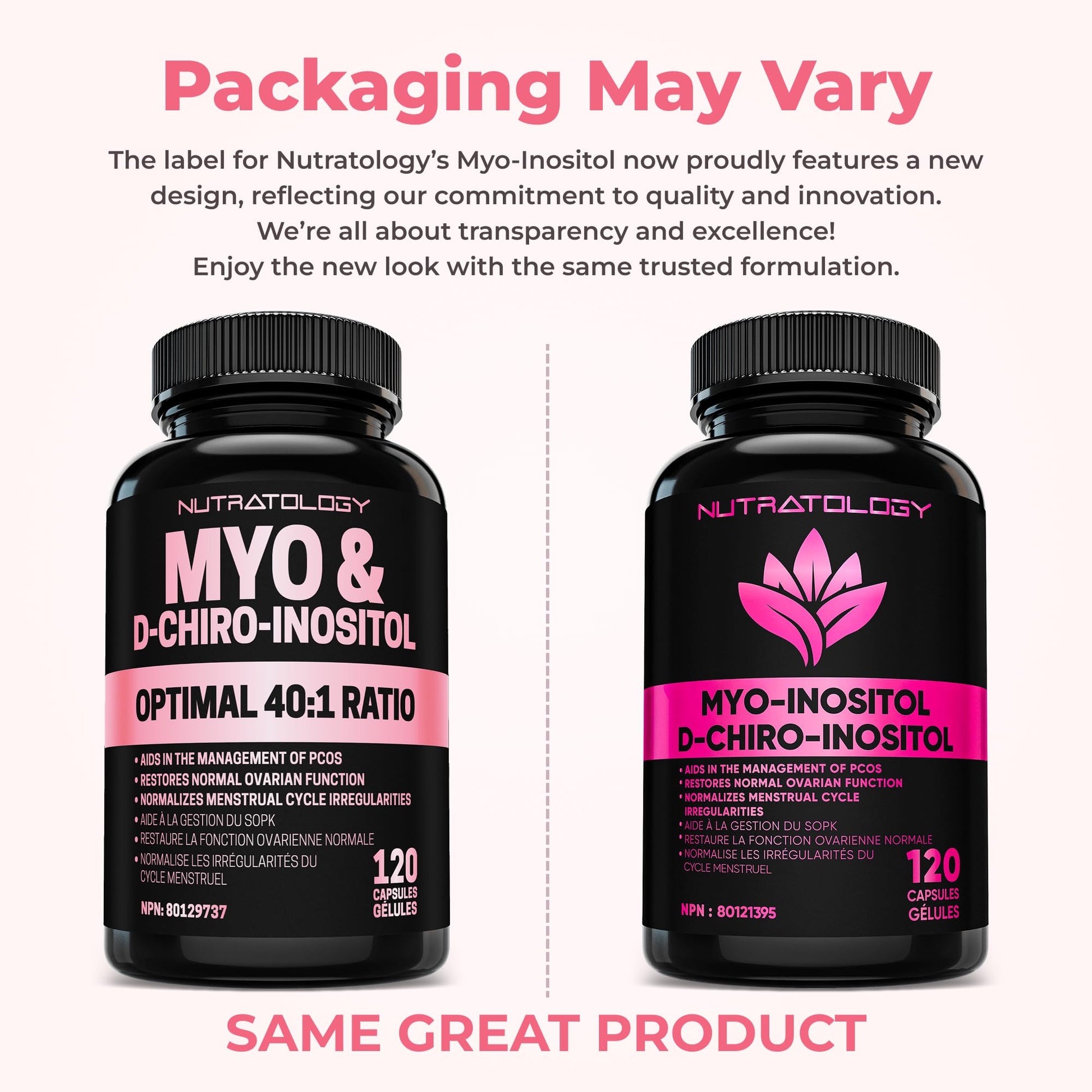 Nutratology® Myo-Inositol & D-Chiro Inositol Capsules - PCOS Supplement for Women - Optimal 40:1 Ratio - For Hormonal Balance & Healthy Ovarian Function - Regulates Menstrual Cycle - 120 Capsules - Available at All In One Marketplace Canada