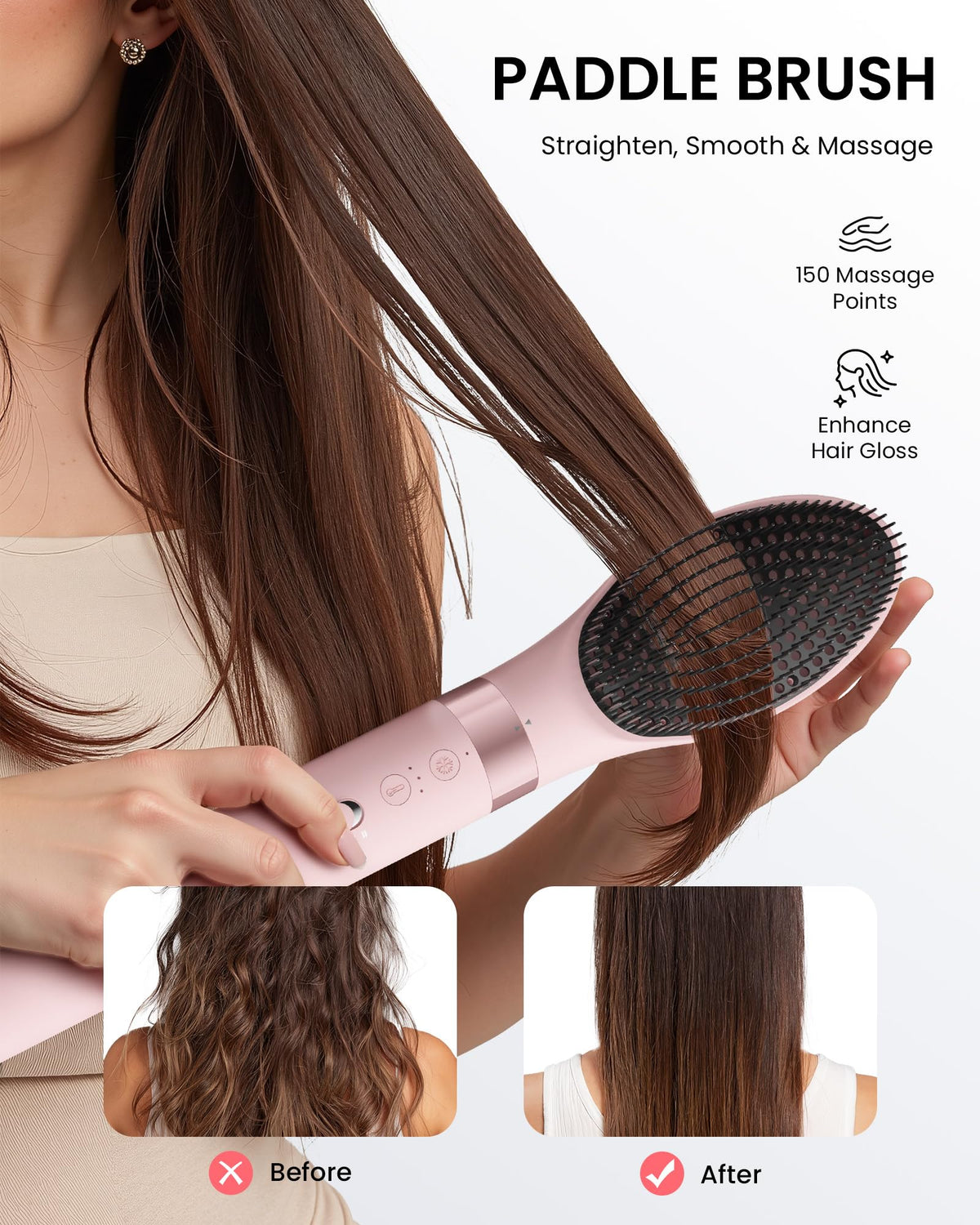 MESCOMB Hot Air Styler Hair Dryer Brush Kit, Peach Pink
