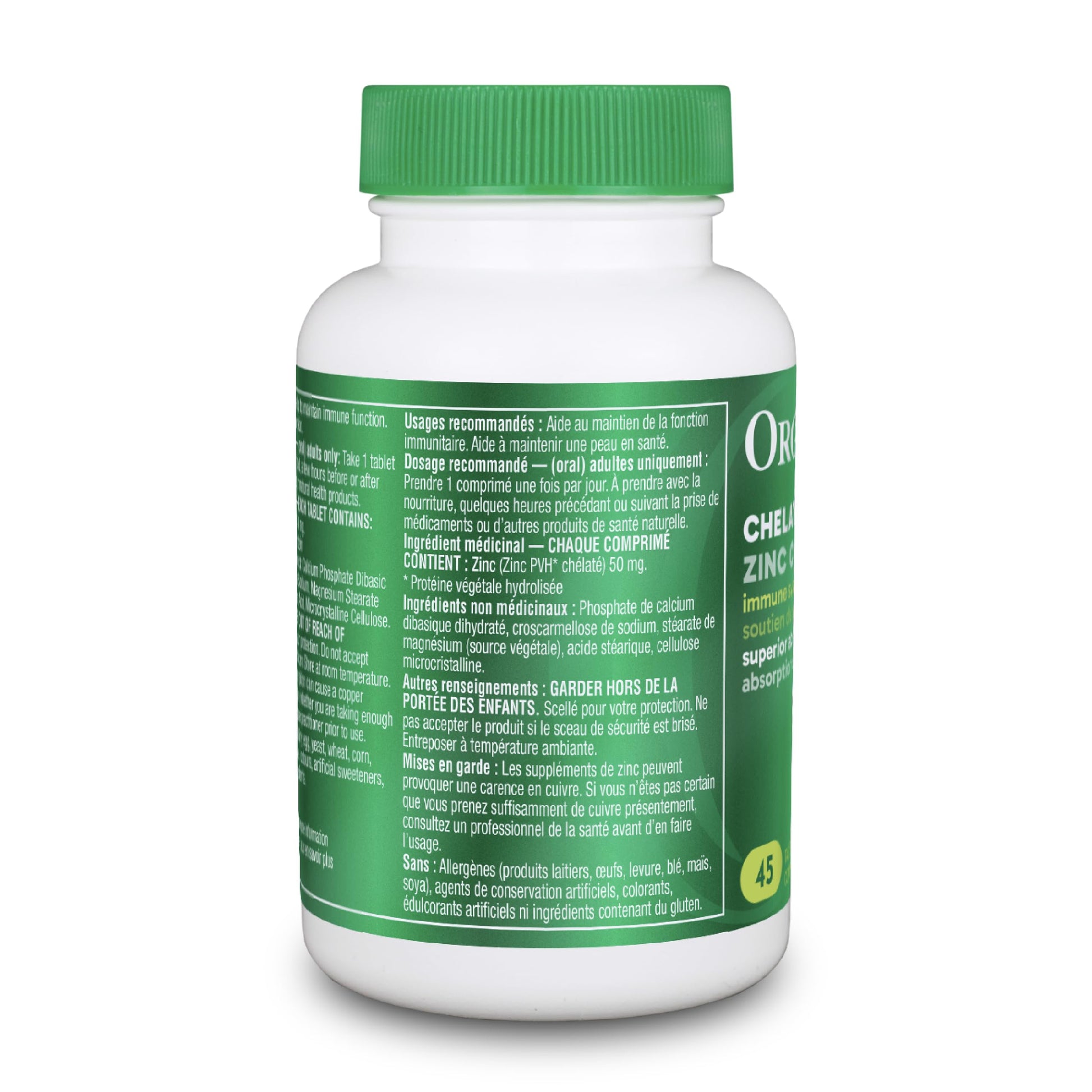 Organika Chelated Zinc 45 Tabs Organika