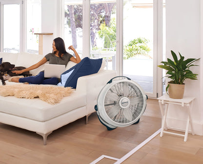Lasko Wind Machine Air Circulator Floor Fan, 3 Speeds, Pivoting Head for Large Spaces, 20", Gray, 3300C