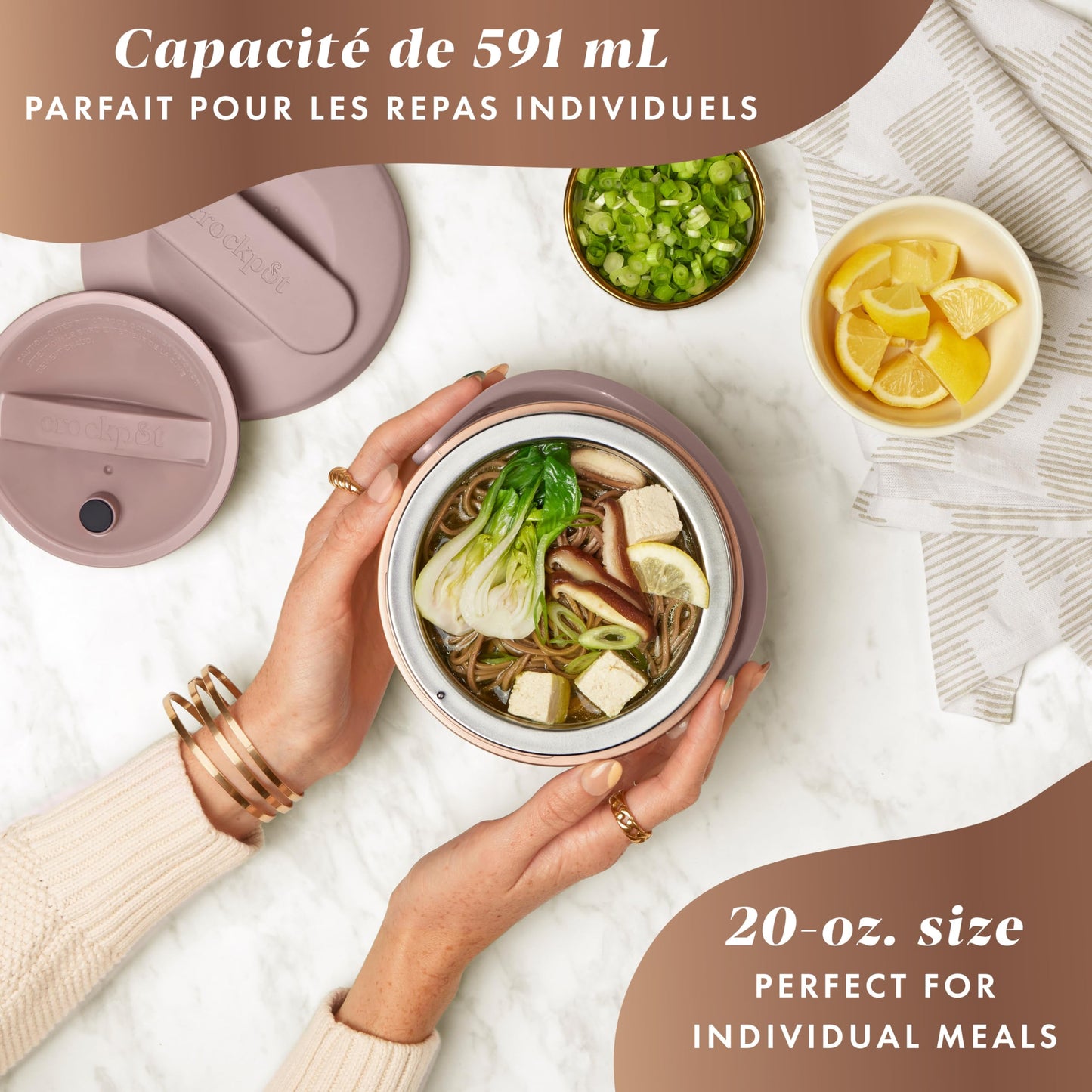Crock-Pot Electric Lunch Box, Portable Food Warmer for On-the-Go, 20-Ounce (591 mL), Blush Pink