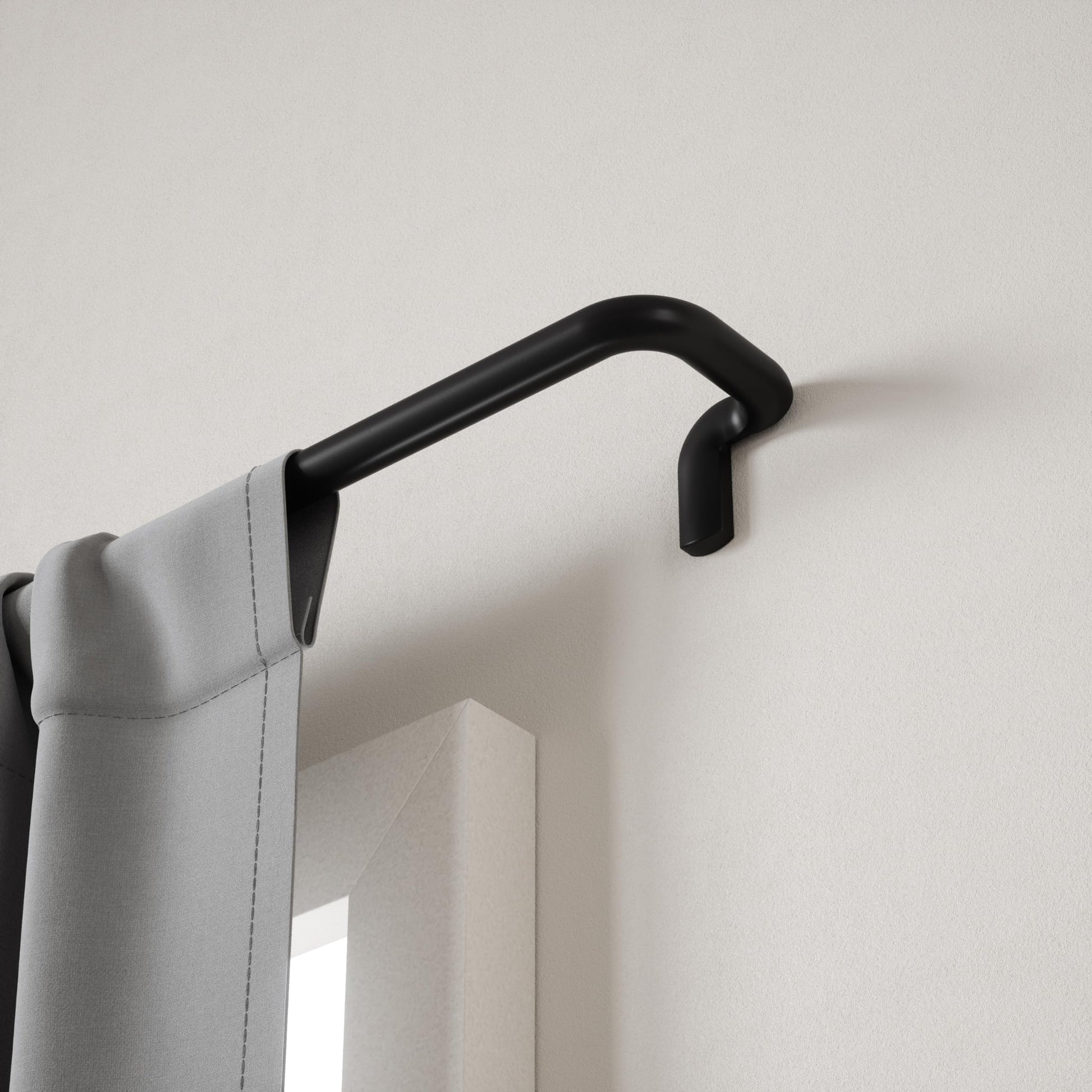Umbra Twilight Curtain Rod Set – Wrap Around Design Ideal for Blackout or Room Darkening Panels, 30 to 84 Inches, Black Umbra