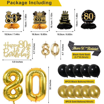 80th Birthday Decorations for Men, Black Gold 80th Party Decoration Set 🍁 All In One Marketplace Canada