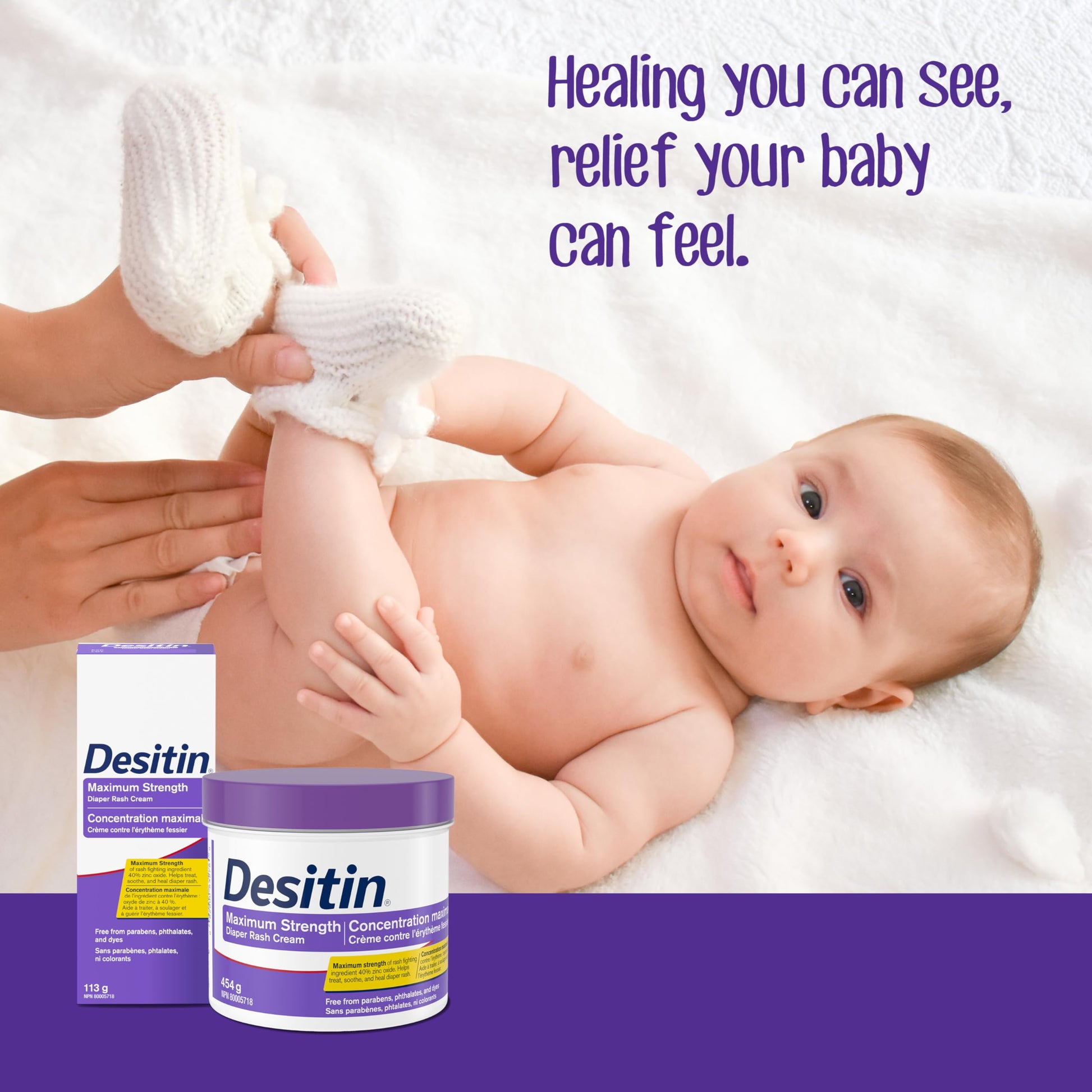 Desitin Maximum Strength Diaper Rash Cream, 40% Zinc Oxide Cream, for Immediate Relief, Dermatologist and Pediatrician Tested, Helps Heal, 454g