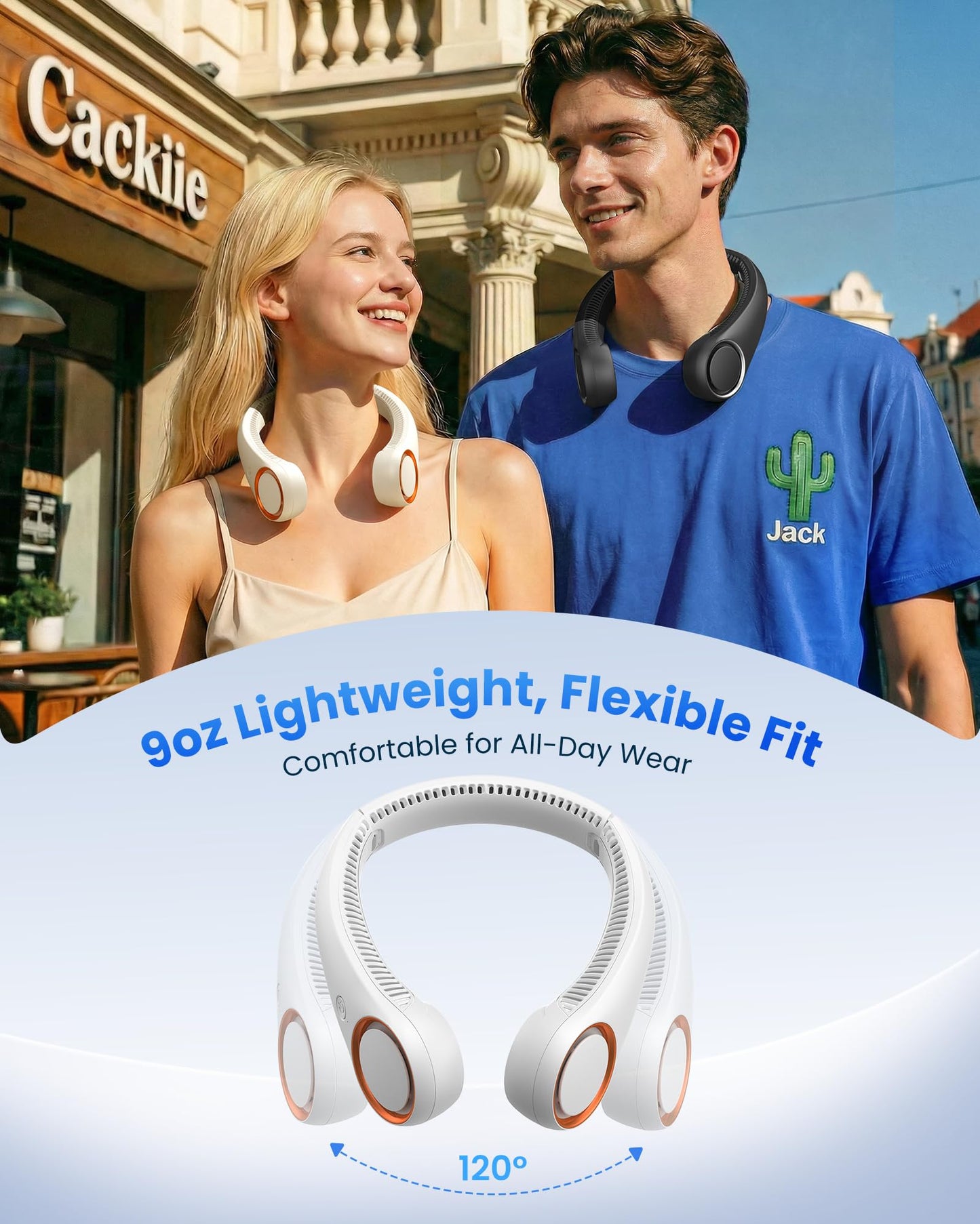 Gaiatop Portable Neck Fan Rechargeable, Hands-Free Cooling, 23.5hrs Runtime, Battery Powered Personal Fan Ventilateur de Cou, Summer Outdoor Travel Essentials, Birthday Gifts for Women Men Dad - Available at All In One Marketplace Canada