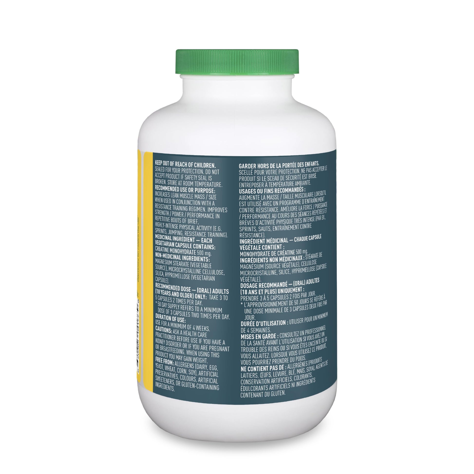 Organika Canadian-Made Creatine Capsules- Pure Micronized Creatine Monohydrate - Helps Build Lean Muscle, Increase Strength, and Improved Recovery and Performance for Men and Women- 300vcaps