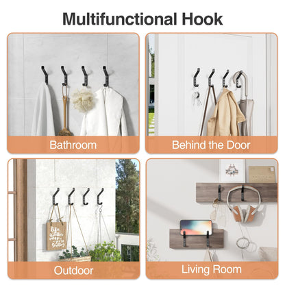 susswiff 10-Pack Coat Hook for Hanging, 10KG (Max), Stainless Wall Hooks for Towel, Hat, Backpack, Key, Clothes, Wall Mounted Coat Hanger for Closet, Black 10 CM - Available at All In One Marketplace Canada
