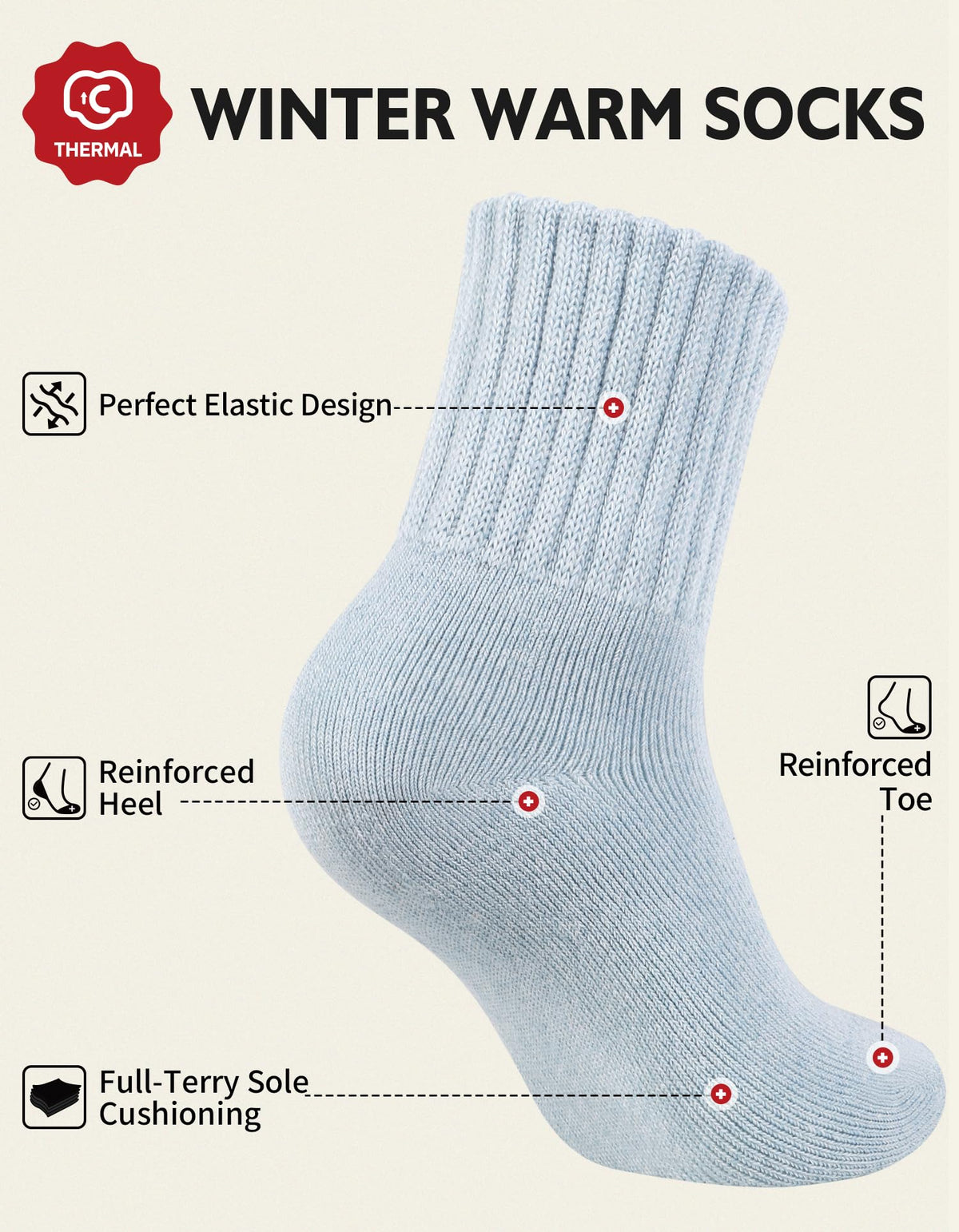 CLOSEMATE Women's Winter Boot Socks, Warm and Cozy, 3 Pairs 🍁 All In One Marketplace Canada