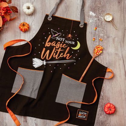 DII Happy Halloween Collection Goth Style Spooky Kitchen Apron, One Size, Basic Witch