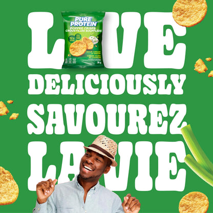 Pure Protein Popped Crisps Sour Cream & Onion - 12g Protein Per Bag, 8-Pack