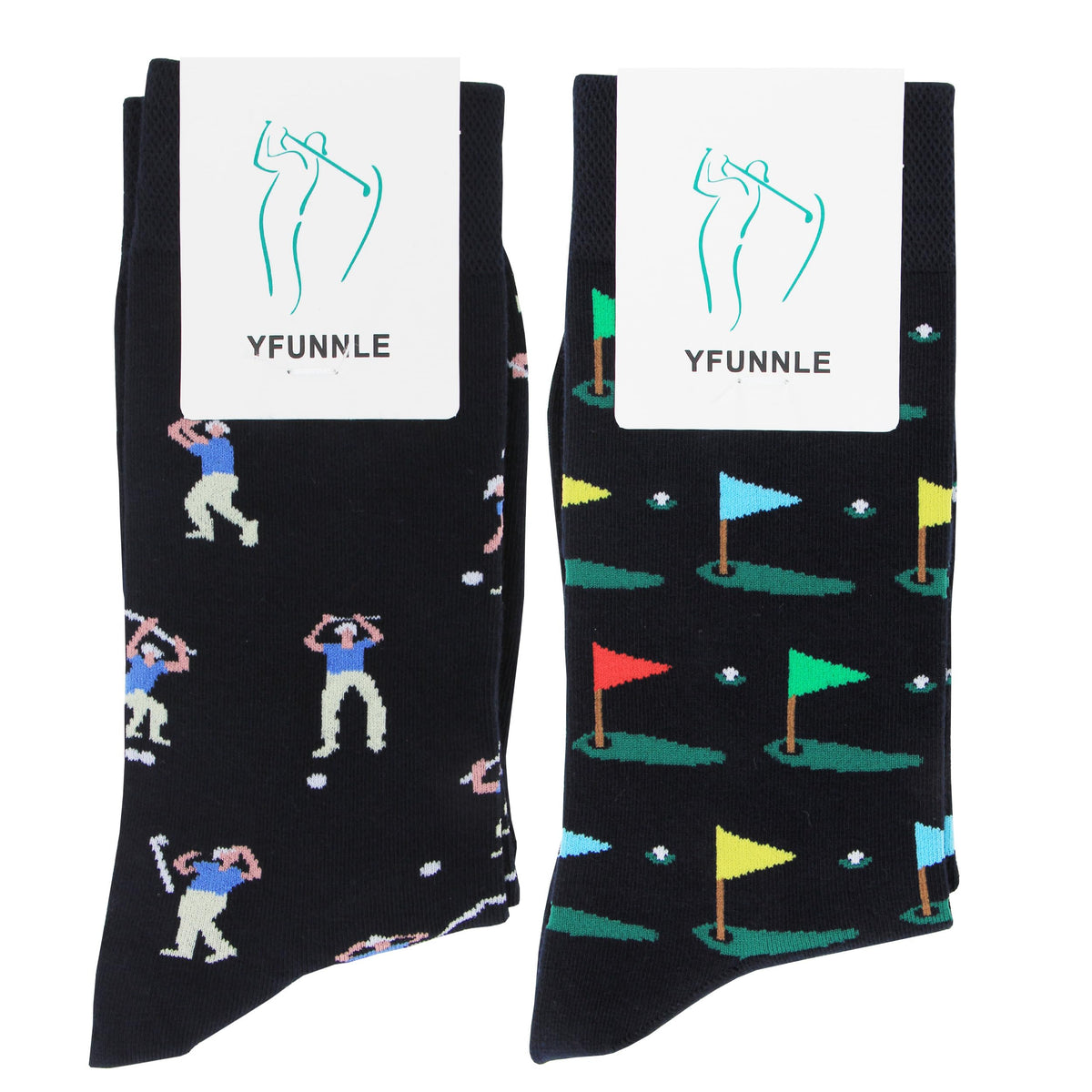 Golf Socks - Funny Golfer Novelty Socks, Funky Golf Gifts for Men Birthday Christmas Gift for Boss, 2 Pairs, Size 9-13 (CA/US, Alpha, One Size, Regular, Regular, Funny Golf Socks 2 Pairs) 🍁 All In One Marketplace Canada