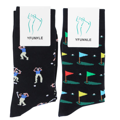 Golf Socks - Funny Golfer Novelty Socks, Funky Golf Gifts for Men Birthday Christmas Gift for Boss, 2 Pairs, Size 9-13 (CA/US, Alpha, One Size, Regular, Regular, Funny Golf Socks 2 Pairs) 🍁 All In One Marketplace Canada