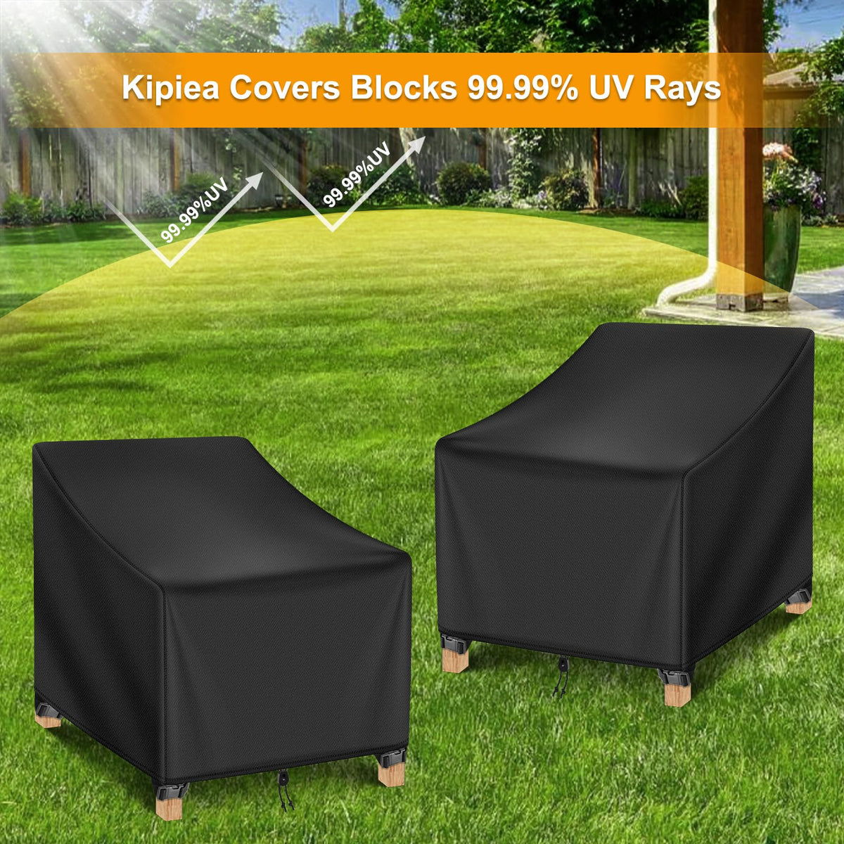 Kipiea 500D Patio Chair Covers Waterproof Winter - 2 Pack Lawn Outdoor Furniture Chair Covers with Anti UV and No Tears, No Fading (35"W x 38"D x 31"H) 🍁 All In One Marketplace Canada
