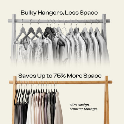 Utopia Home Velvet Hangers 30 Pack, Heavy Duty, Non-Slip, Space Saving Felt Clothes Hangers with 360° Hook & Notches (Black)