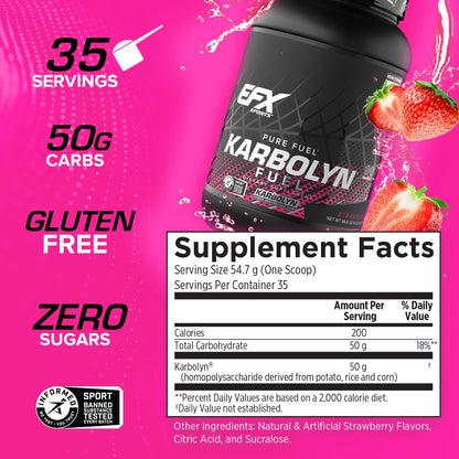 Karbolyn Fuel, Complex Carbohydrate, Post Workout & Pre Workout Powder, Clinically Tested, Intense Energy - Natural (Unflavored), 2.2-Pound