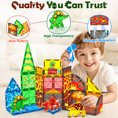 NVHH Magnetic Tiles Dinosaur Toys Magnet Tiles for Kids Ages 3-5 4-8 5-7 🍁 All In One Marketplace Canada