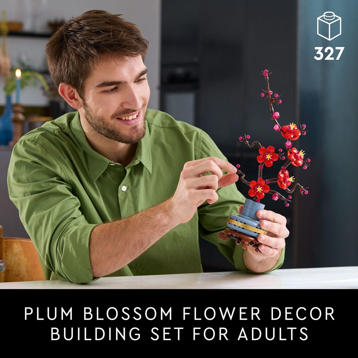 LEGO Icons Plum Blossom Building Sets for Adults - Artificial Flower for Dinner Table Centerpiece, Living Room Home Decor, Ages 18+ - DIY Craft Kits - Gift for Graduation - 10369