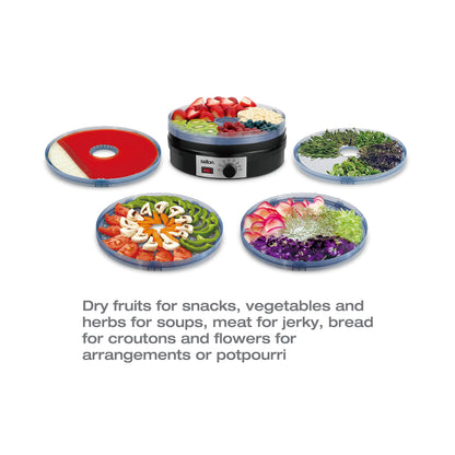 Salton Electric Food Dehydrator for Fruit and Jerky With Adjustable Temperature Control, Black