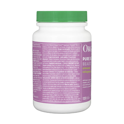 Organika Canadian-Made Enhanced Collagen Pure Beauty Tablets - Combination of Collagen (2600mg), Biotin (125mcg), Hyaluronic Acid, Vitamin C, Zinc, and Silica- 120tabs