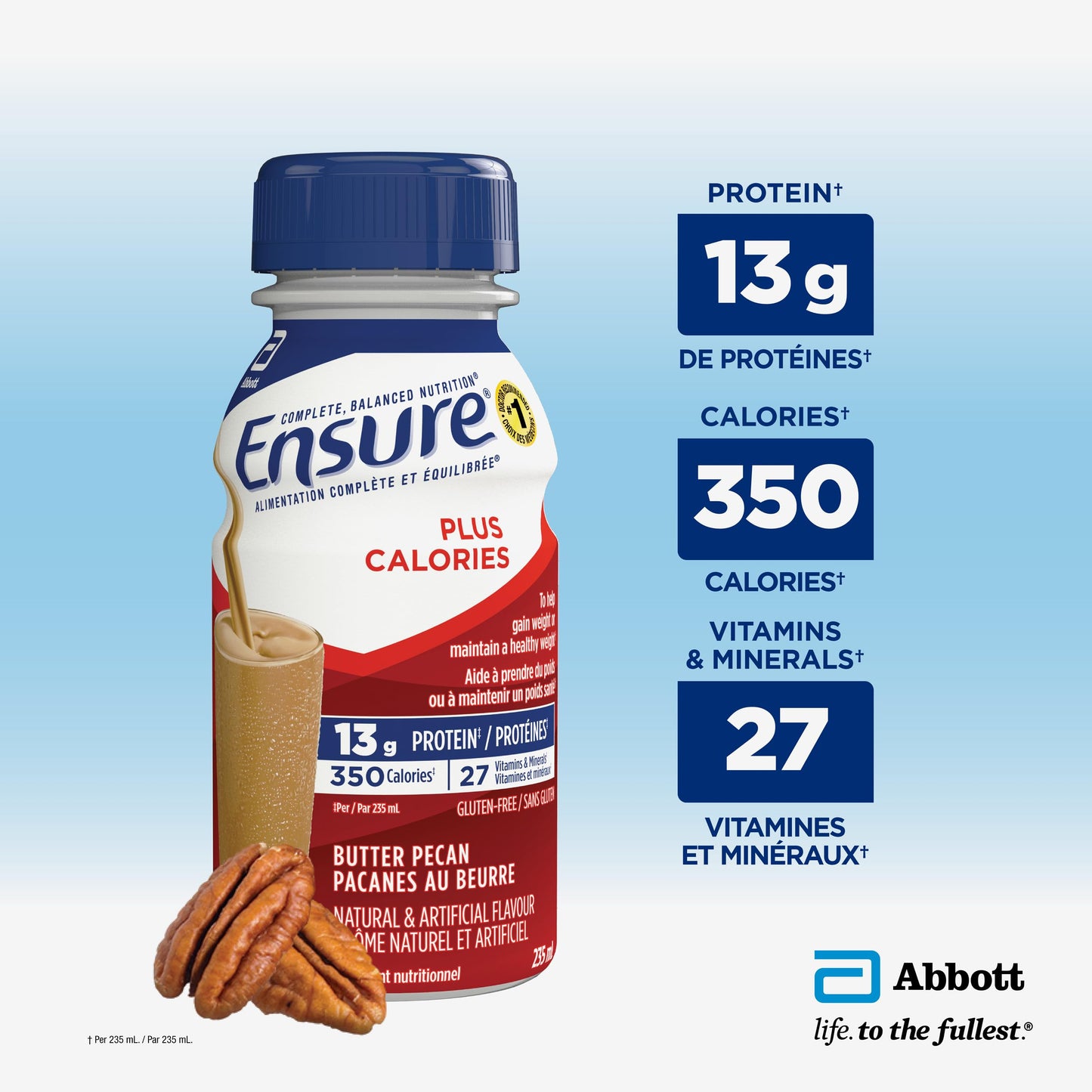 Ensure Plus Calories Nutritional Shake - Butter Pecan Flavor, 24-Pack (235 mL Each)