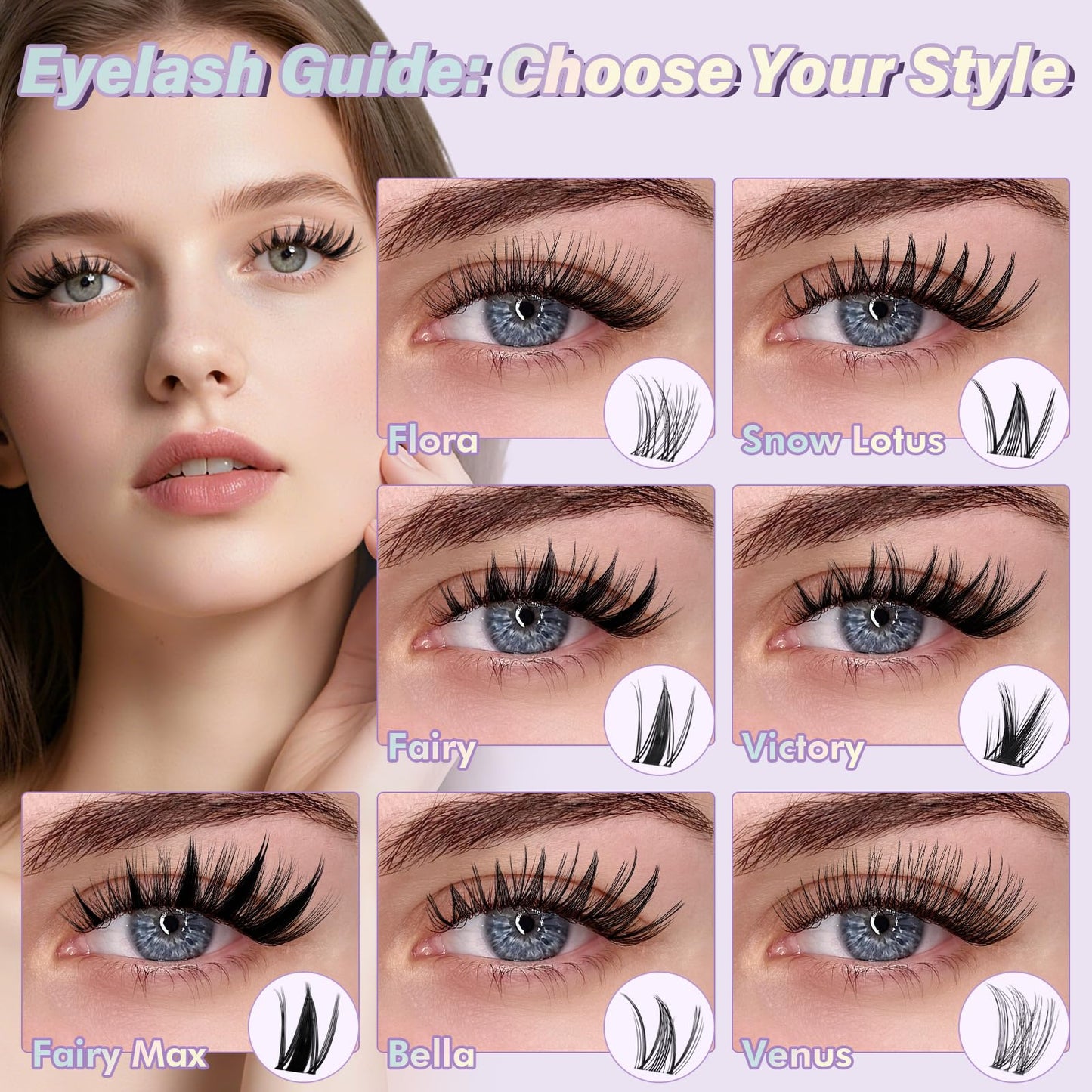 B&Q Fairy Lash Clusters Invisible Band 144PCS, Wispy Eyelash Clusters Manga False Eyelashes, C Curl Lash Cluster Natural Wet-Look Individual Lashes, Anime Cluster Eyelash Extensions with Spikes(Fairy) - Available at All In One Marketplace Canada