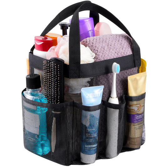Lifewit Mesh Shower Caddy Freestanding Portable Shower Tote Bag for College Dorm, Bathroom, Gym, Travel, Quick Dry Hanging Shower Organizer with 7 Storage Pockets for Toiletry Essentials, Medium,Black - Available at All In One Marketplace Canada