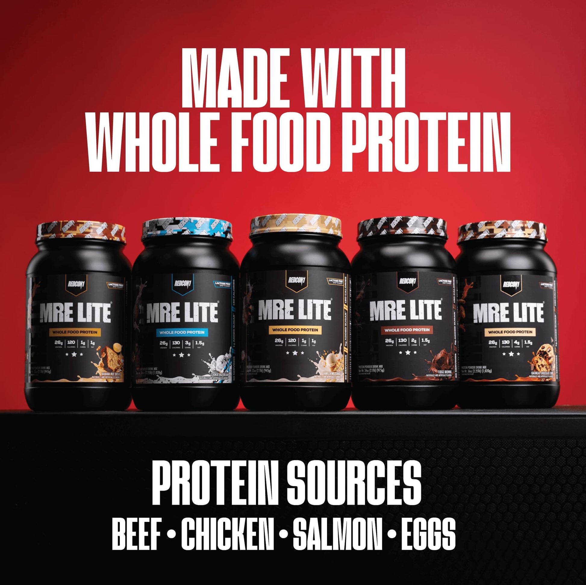 REDCON1 MRE Lite Meal Replacement Powder, Vanilla Milkshake - Animal Based Whole Food Protein Blend with MCT Oil + Pea Protein - Keto Friendly, Low Carb & Whey Free Protein Supplement (1.92 lbs) Redcon1