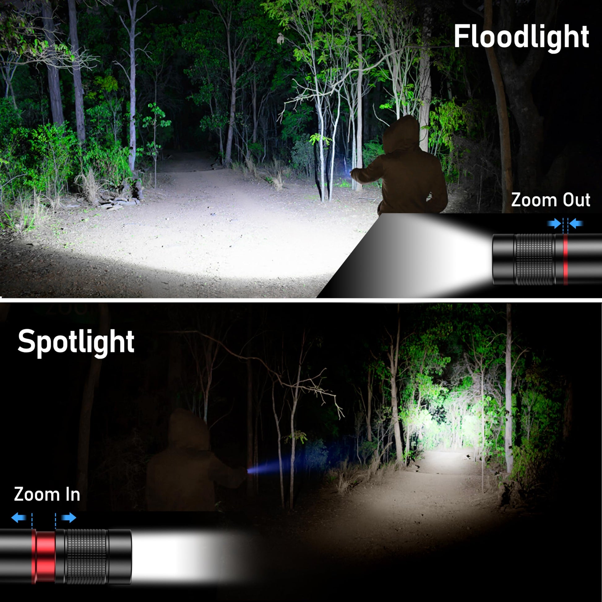 Blukar LED Rechargeable Flashlight 2 Pack, Super Bright Small Handheld Flashlights- Zoomable, Adjustable Brightness, Long Lasting Flash Light, Waterproof Pocket Size Torch Light for Emergency, Camping