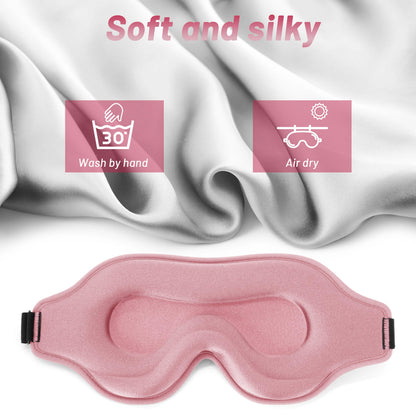 Sleep Eye Mask for Men Women, Lash Extensions 3D Sleeping Mask, Travel Blackout Night Blindfold Eye Shade Cover with Adjustable Strap (Pink-3D)