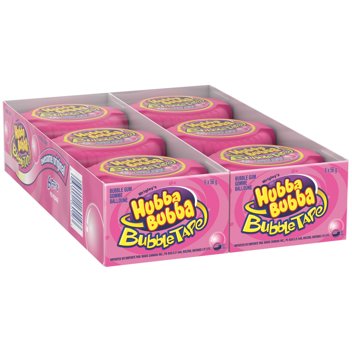 HUBBA BUBBA, Awesome Original Flavoured Bubble Gum, 56g, Tape Roll, 12 Packs